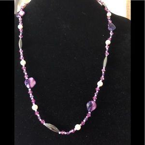 DIAMOND PURPLE IRREGULAR BEADED NECKLACE.